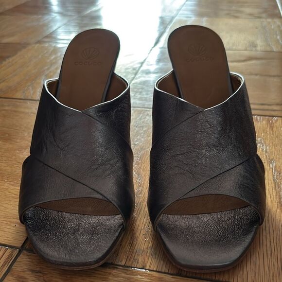 ✨NIB✨COCLICO Slip-on Sandal Heels Silver Leather Made in Spain Size EU 40/US 9 - Picture 9 of 15